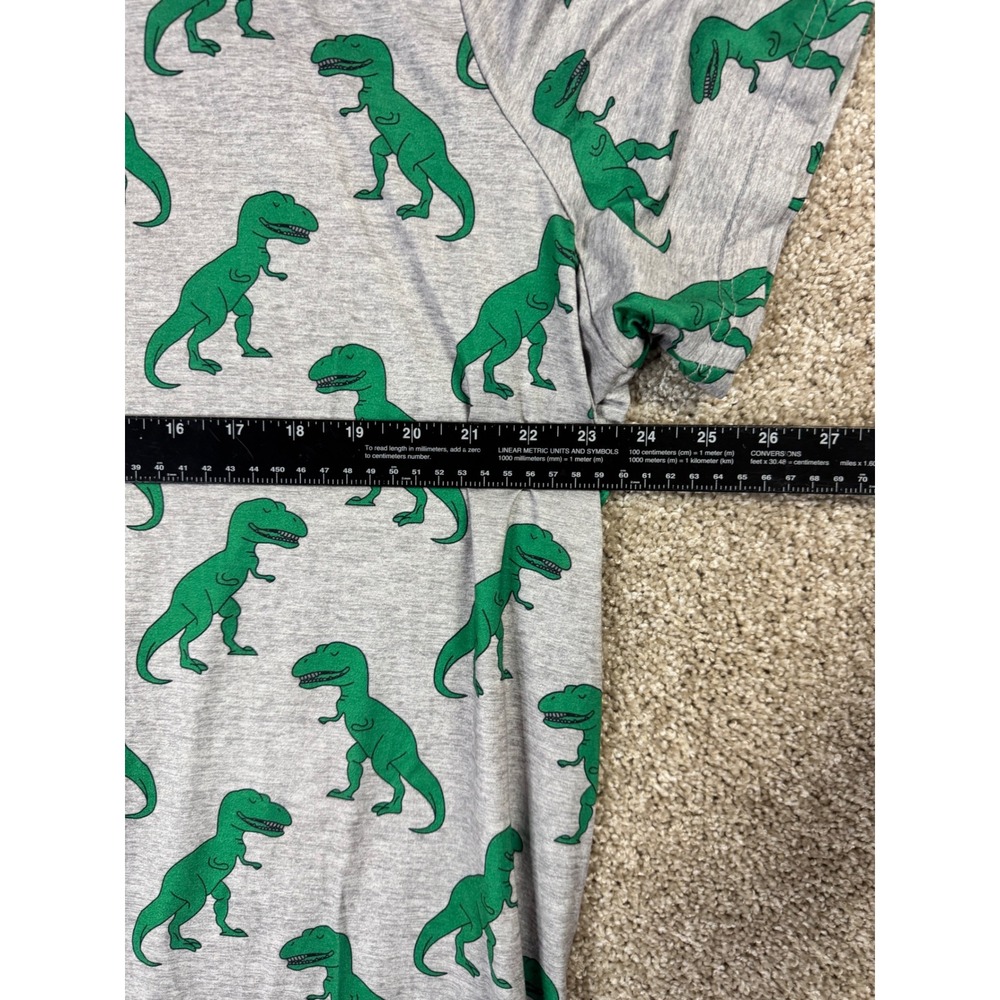 Green T-Rex Dinosaur Print Gray Short Sleeve Graphic T-Shirt 3XL - Picture 3 of 4